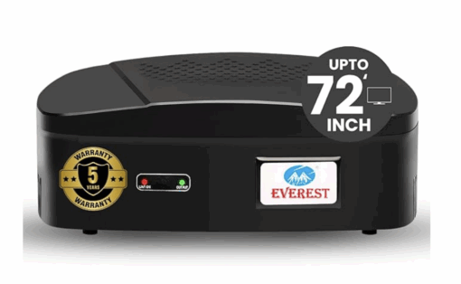 Everest ENT 100-N Model ABS Body Attractive Design Voltage Stabilizer Used Upto 72 Inches LED TV, Home Theater, Set Top Box, Blu-Ray Player Table Top & Wall Mountable (Working Range : 90 V to 290 V)